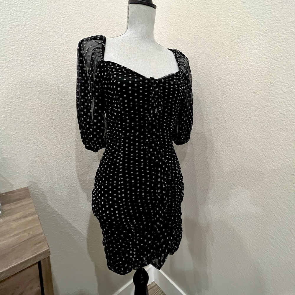 Zara black polka dot mini dress